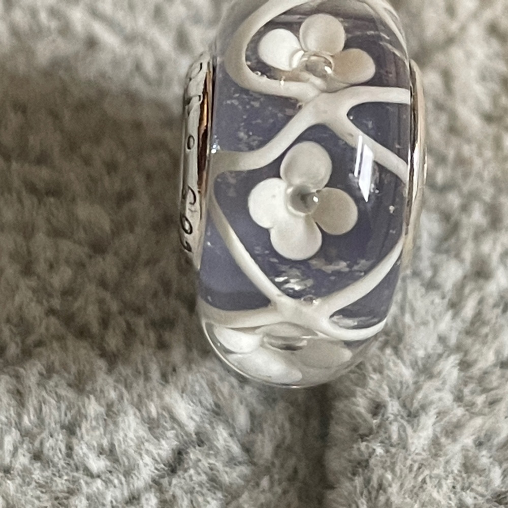Purple Bloom Murano Charm